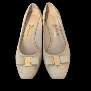 Salvatore Ferragamo cream quilted heels